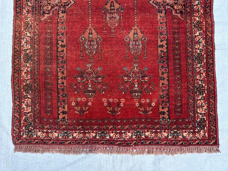 Stunning Vintage Tribal Natural Vegetable Dye Kizil Ayak Turkman Prayer Rug gallery