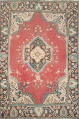 Vintage Handmade Traditional Rug 4×6 Red Medallion Design Wool Oriental Carpet