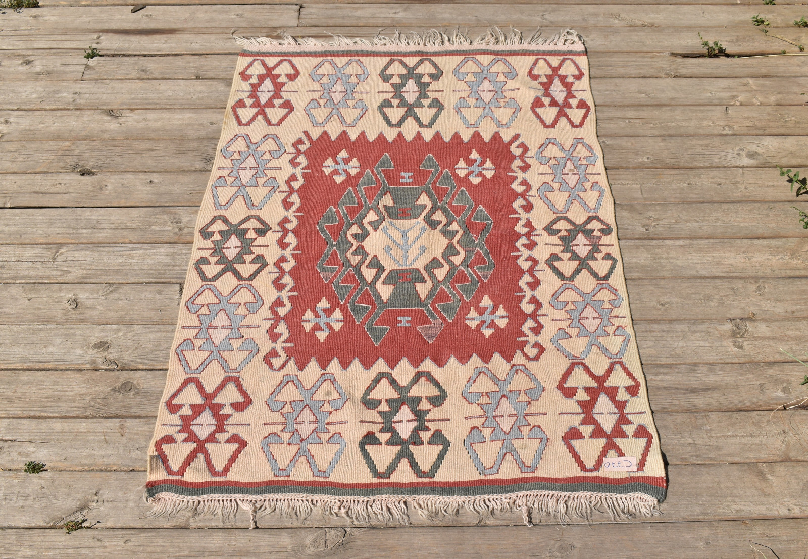Turkish Kilim 31''x41'' Handwoven Oushak Wool Area Rug Bohemian 79x106cm gallery
