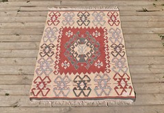 Turkish Kilim 31”x41” Handwoven Oushak Wool Area Rug Bohemian 79x106cm