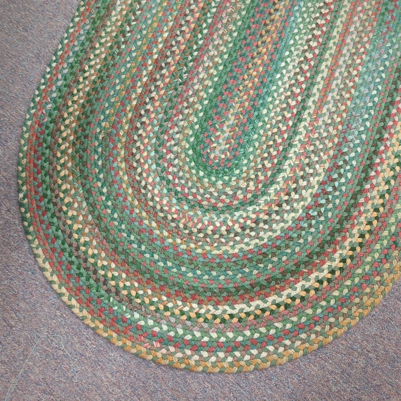 Vintage Oval Braided Rug 3x5 Wool *Red Pink Greens* Cottagecore! gallery