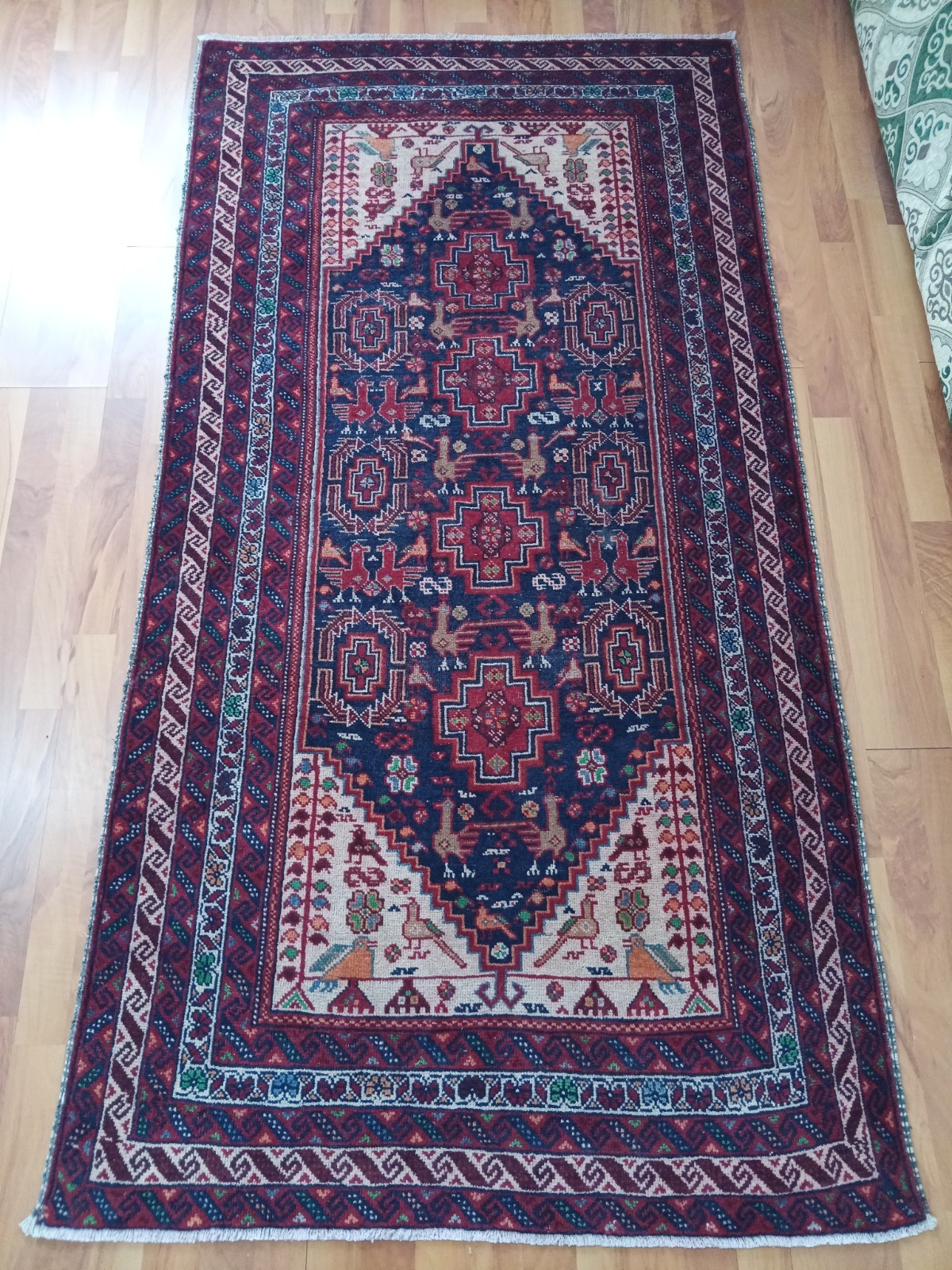 Antique Persean Heriz Runner Rug Rare Fine Geometric 4x7 Area Caucasia Rug gallery