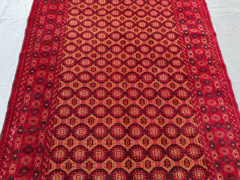6'2" x 9' Vintage Turkmen Ersari Rug - Rare Handwoven Red Geometric Area Rug gallery