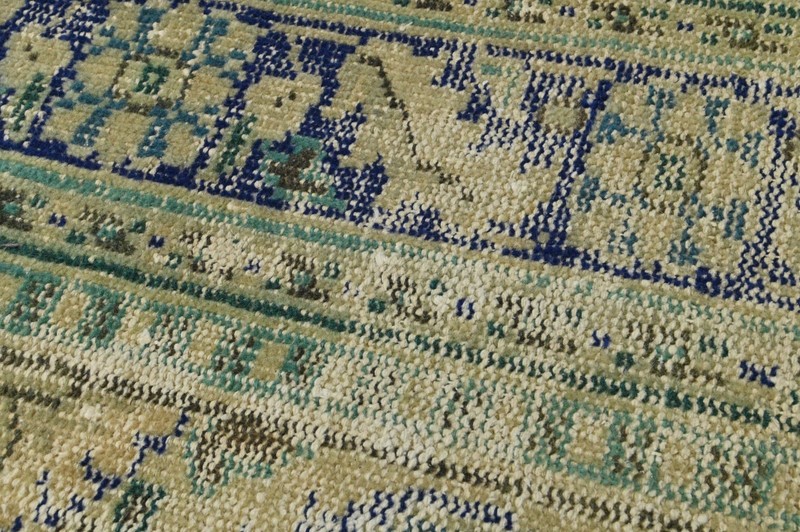 GREEN Turkish Oushak Rug 2x4 Vintage Handmade Anatolian Small Doormat Kilim gallery