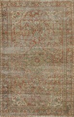 Antique Floral Traditional Rust Color Accent Rug 4×6 ft Hand-knotted Distressed