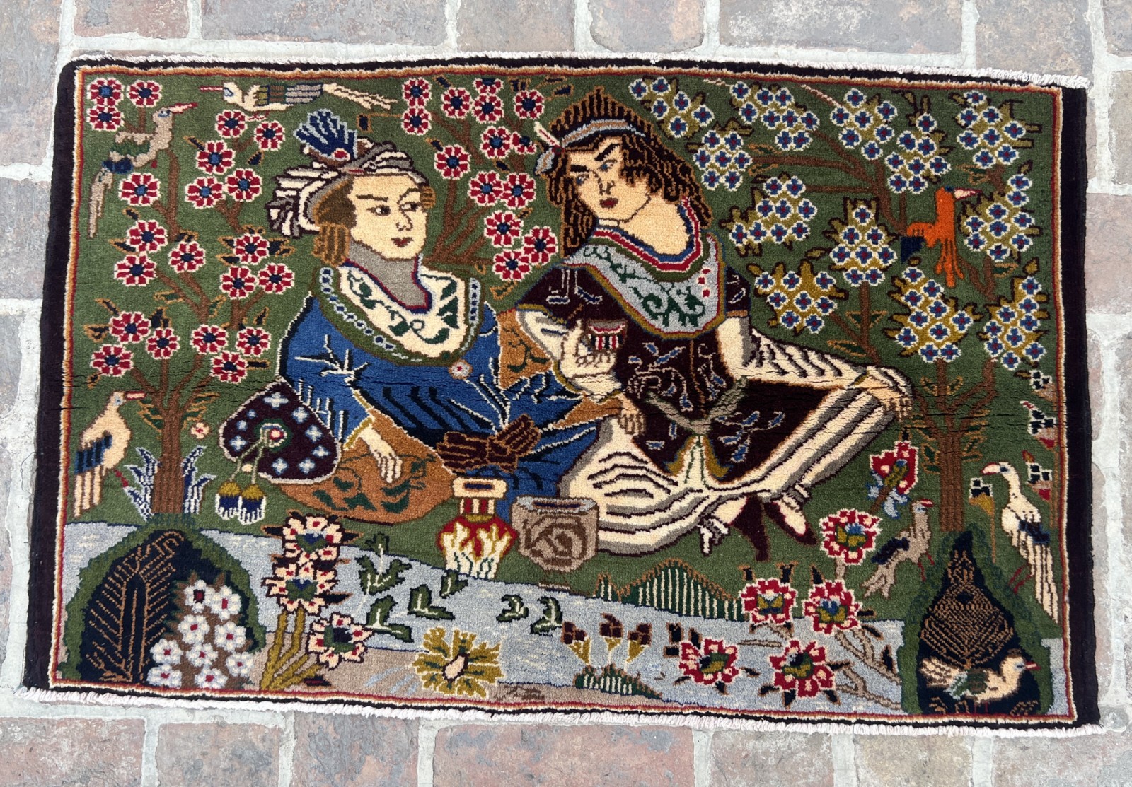 1.10x3.5 Afghan Handmade Pictorial Tribal Wool Rug Area Carpet Wall Hanging Art gallery