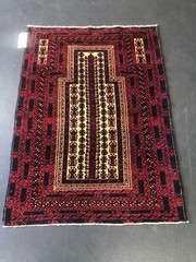 Vintage Hand-Knotted Baluchi Wool Rug 3×4 – Boho Tribal Decor Accent