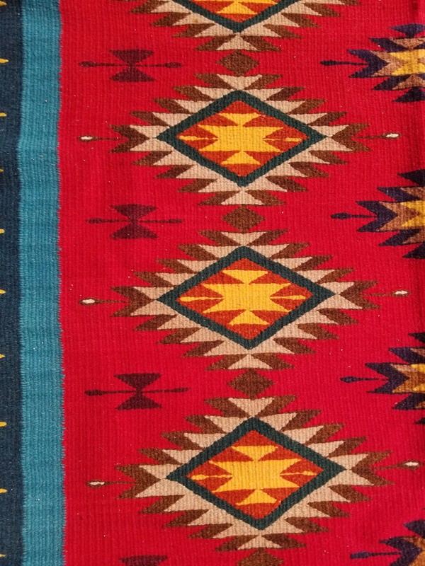 Vintage Traditional Handmade Southwestern Wool Multicolor Kilim 8.1x4.5 ft gallery