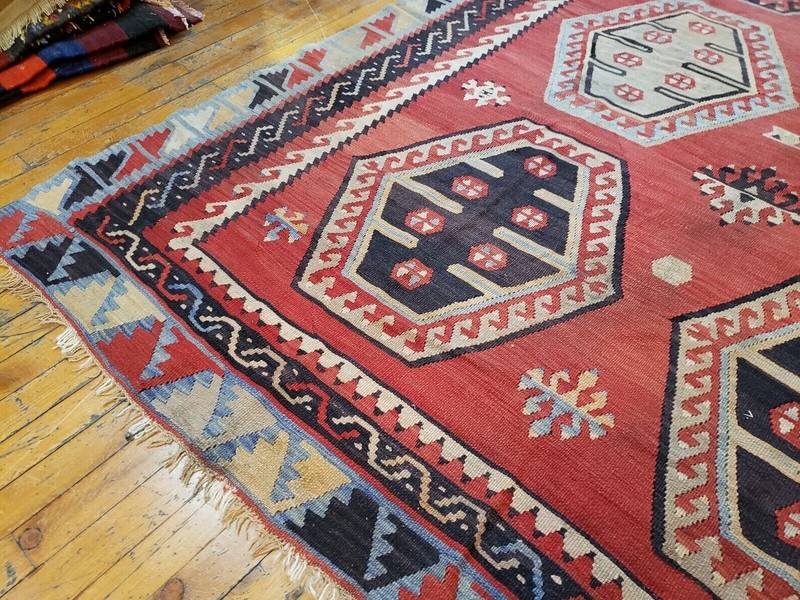 Bohemian c1900-1939s Antique Natural Dye Wool Kilim Sivas Region 6'10"×11' gallery