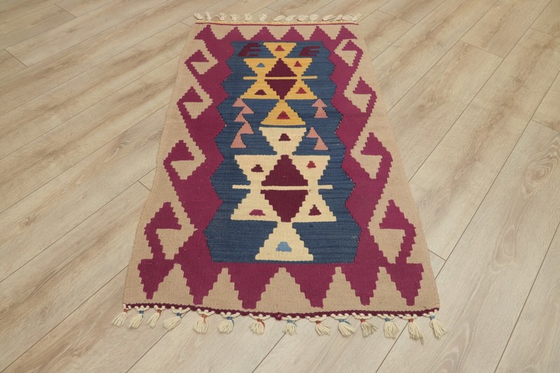 Cappadocia Ethnic Foyer Rug Anatolian Hand Knotted Tribal Kilim Carpet 2x4 ft gallery