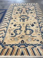 ANTIQUE TIBETAN DRAGON ORIENTAL RUG HAND KNOTTED IN TIBET