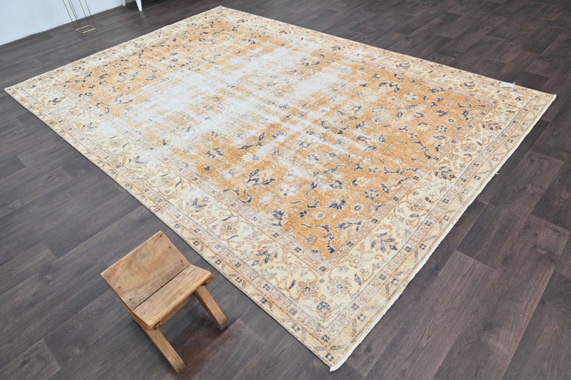 Oushak Turkish Vintage Rug 7x10 Kilim Rug Anatolian Handmade Boho Decor ORANGE gallery
