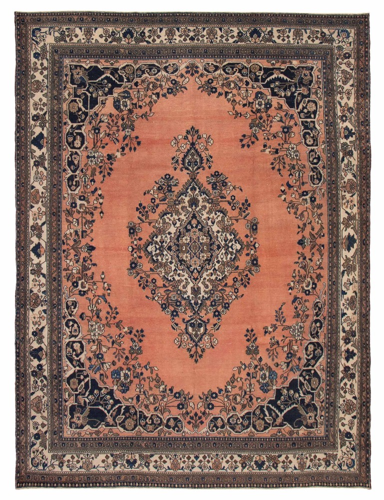 Vintage Hand-Knotted Area Rug 10'6" x 13'6" Traditional Oriental Wool Carpet