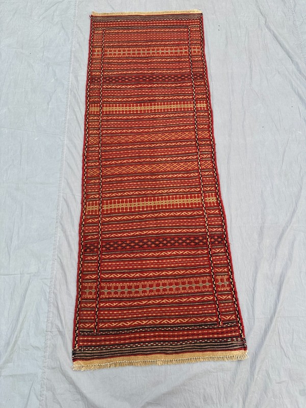 2'4 x 6'9 ft Vintage Afghan Sumak Kilim Runner Rug Handwoven Tribal Area Carpet gallery