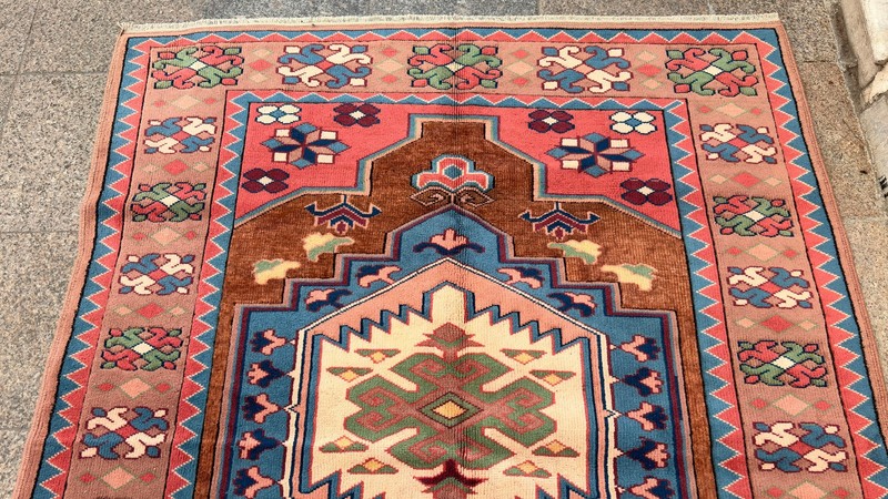 5'2'' X 6'2'' Vintage Carpet Natural Village Rug Handmade Rug.SKU:IM1767 gallery