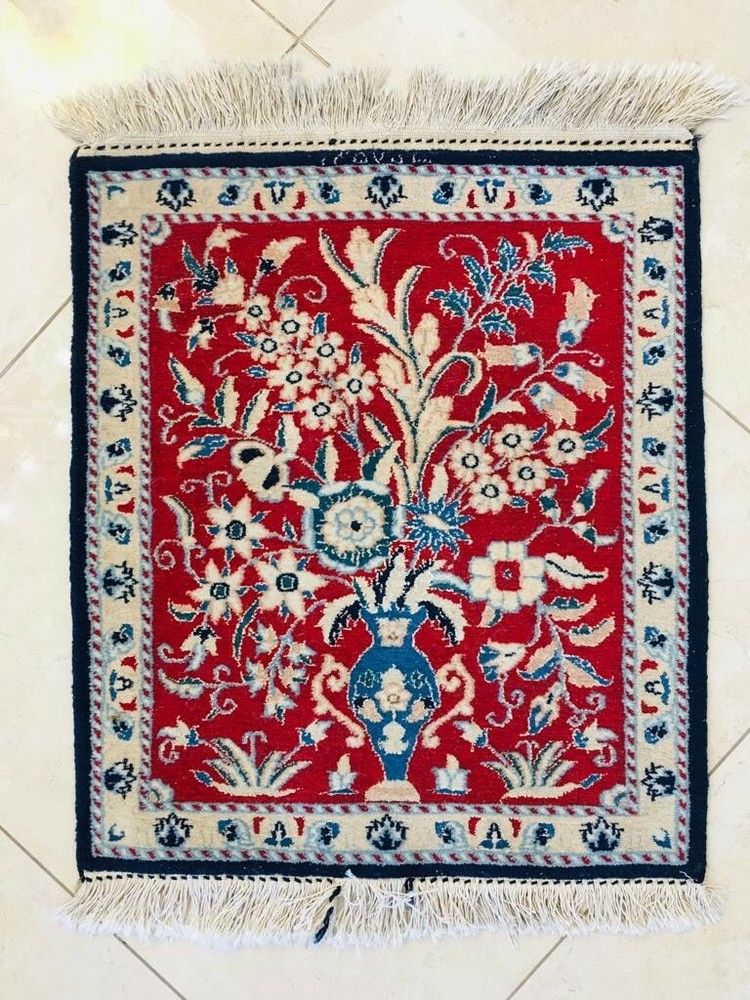 Wall Rug Fine Persian Hand knotted Tablo Dated in Farsi 1979. Red Tapestry