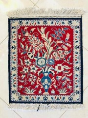 Wall Rug Fine Persian Hand knotted Tablo Dated in Farsi 1979. Red Tapestry