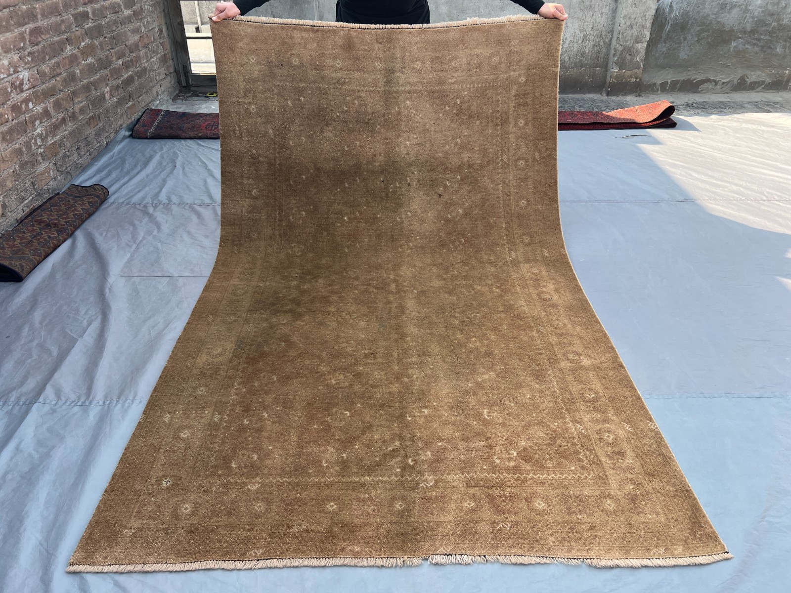 5x8 ft Vintage Hand Knotted Rug Brown Distressed Faded Oriental Nomadic Area rug gallery
