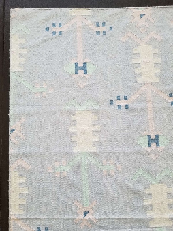 Fine Vintage Traditional Hand Made Oriental Wool Cyan Kilim 160x135cms gallery