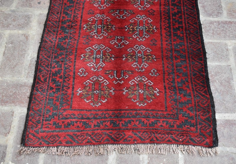 3x5 ft Vintage Hand Knotted Afghan Baluchi Wool Rug Red Oriental Antique Carpet gallery