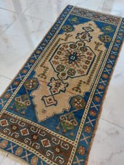 Medium Long Antique Prayer Rug, Handmade 100 Years Old Rug Luxury Decor Rug h
