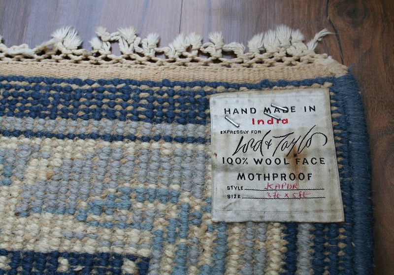 Chinese Peking Style Rug, Blue and White, 1960's , Handmade in India gallery