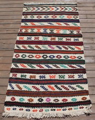 Turkish Kilim Rug 33”x64” Handwoven Konya Cicim 85x165cm Tribal Primitive Rug
