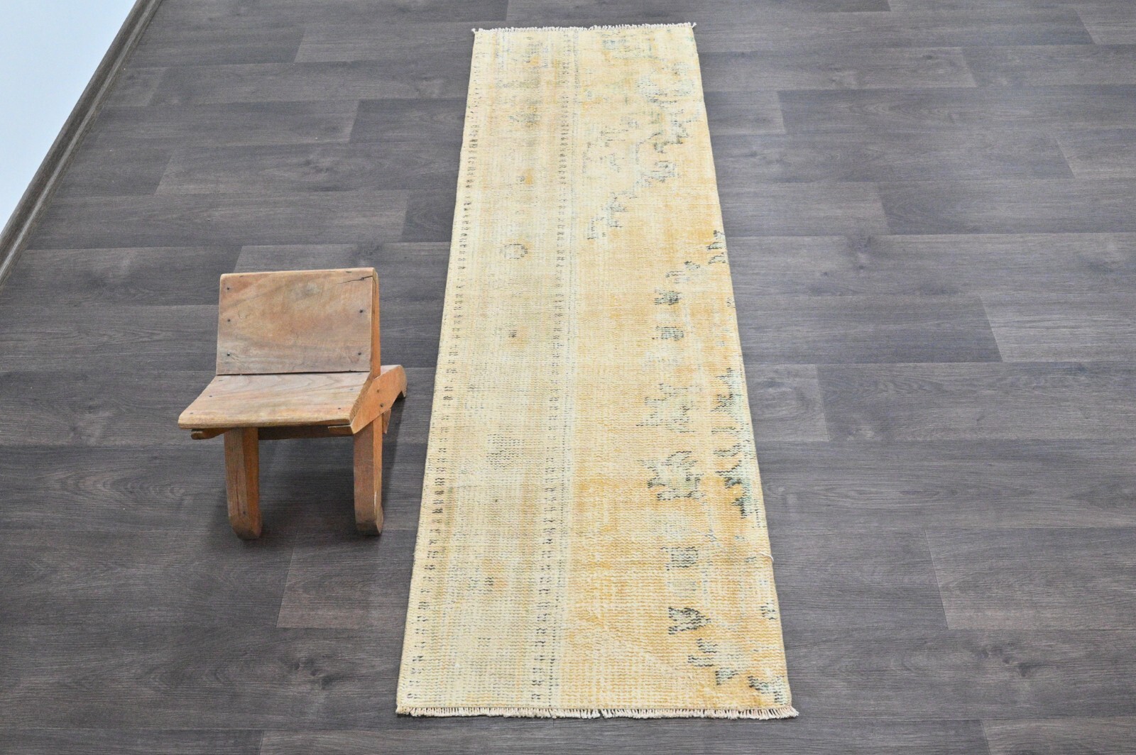 Vintage Turkish Runner Rug 2x6ft Wool Anatolian Handmade Hallway Oushak ORANGE gallery