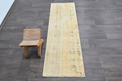 Vintage Turkish Runner Rug 2x6ft Wool Anatolian Handmade Hallway Oushak ORANGE