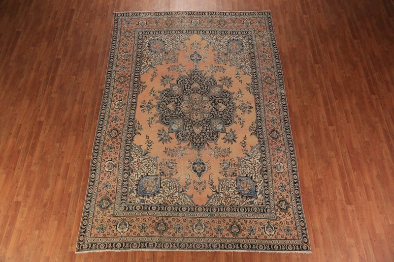 Traditional Vintage Muted Rust Handmade Wool Geometric Tebriz Area Rug 8x11 gallery
