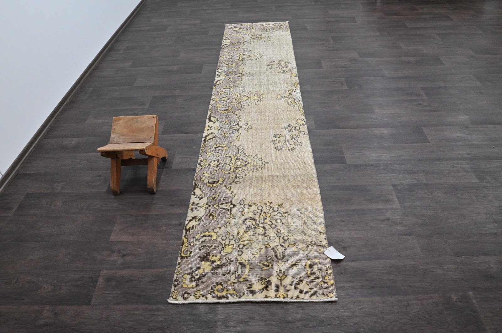 Vintage Turkish Runner Rug 2x10ft Wool Anatolian Handmade Hallway Oushak BEIGE gallery