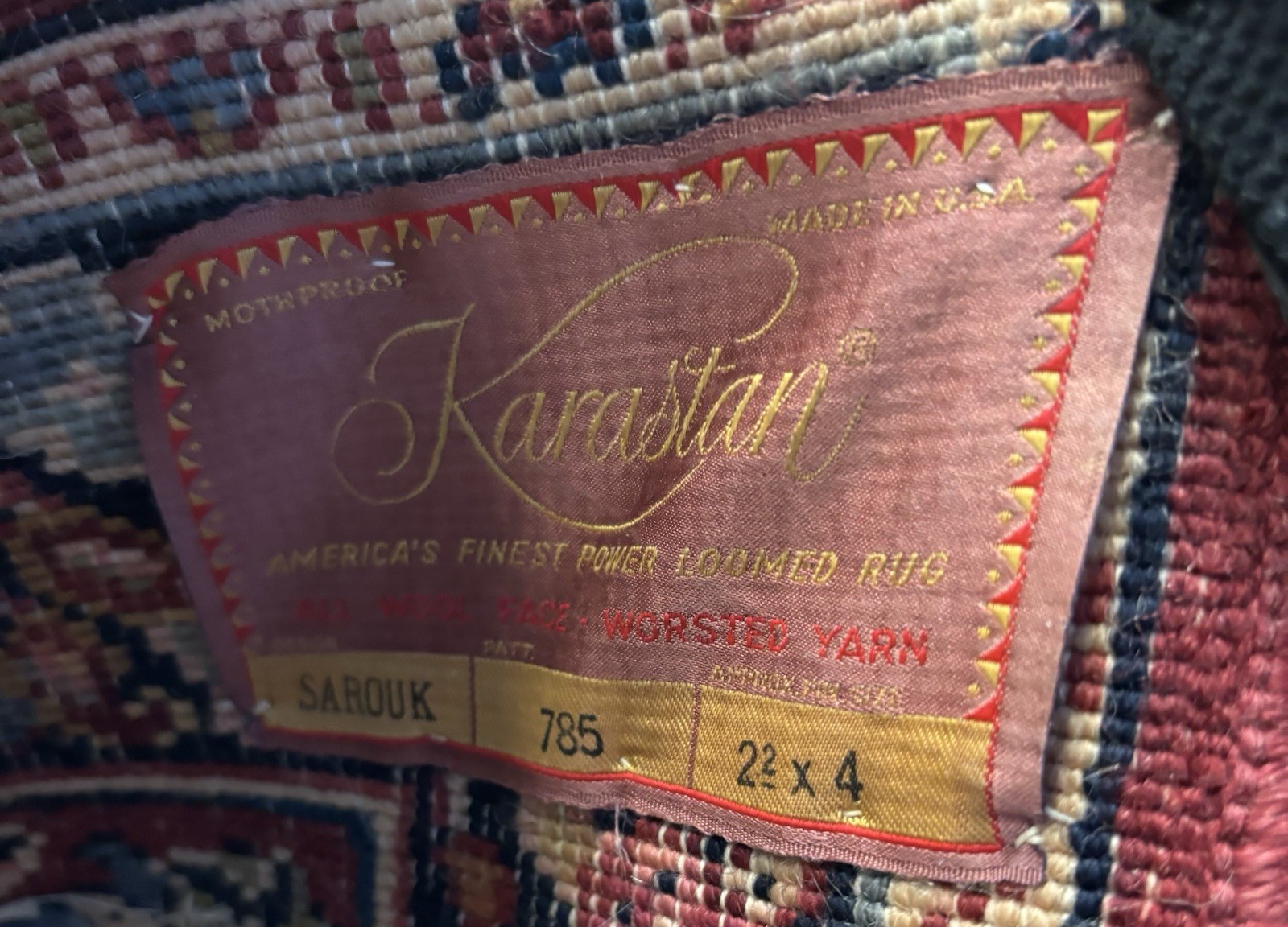 2.2' x 4' Karastan #785 Red Sarouk wool rug USA Made. gallery
