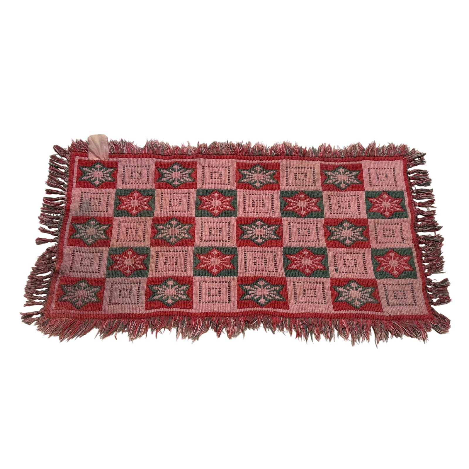Vintage KILIM HANDWOVEN Reversible TAPESTRY RUG Wall Hanging Snowflake Pattern gallery