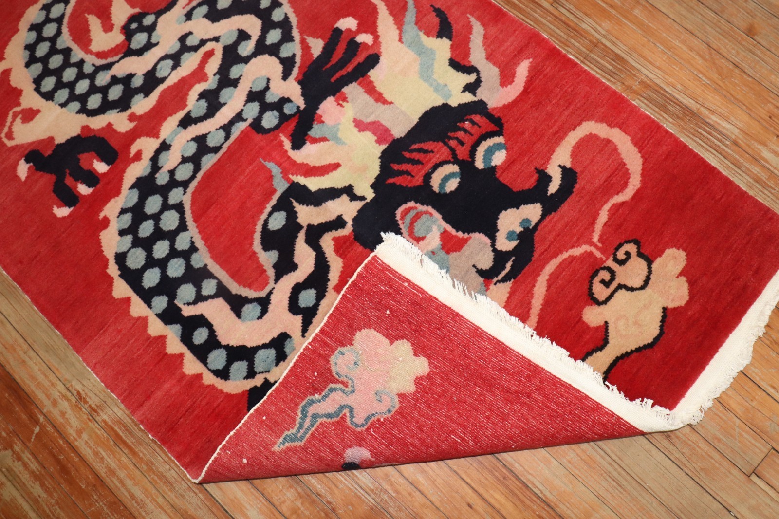 Vintage Tibetan RED Dragon Rug Size 3'x5'7'' gallery