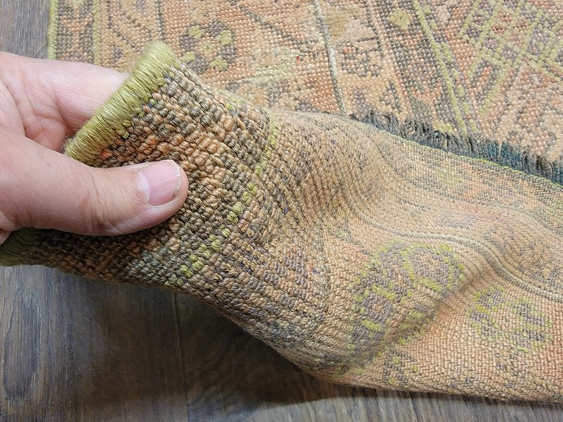 ANTIQUE handwoven Turkish Oushak 11'5"x14ft soft colors circa 1920s gallery