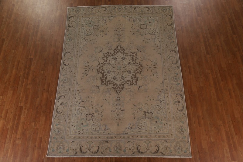 Handmade Distressed Vintage Area Rug 8x11 Ft Living Room Wool Carpet Beige Rug gallery