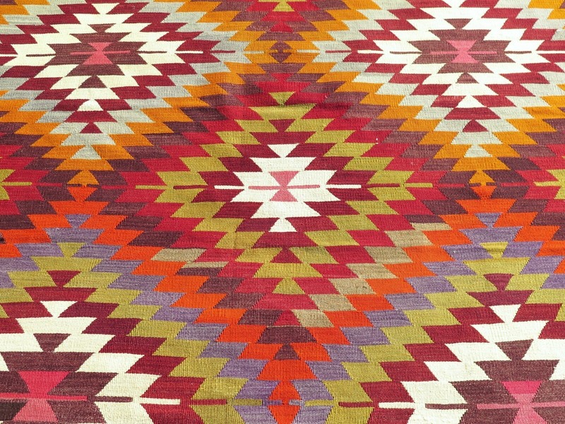 Turkish Kilim Wool Rug, Area Rugs, Handmade Floor Teppich, Large Carpet 72"x139" gallery