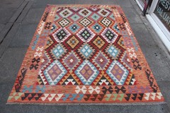 Kilim Vintage Traditional Hand Made Oriental Red Wool Kilim 213x152cm