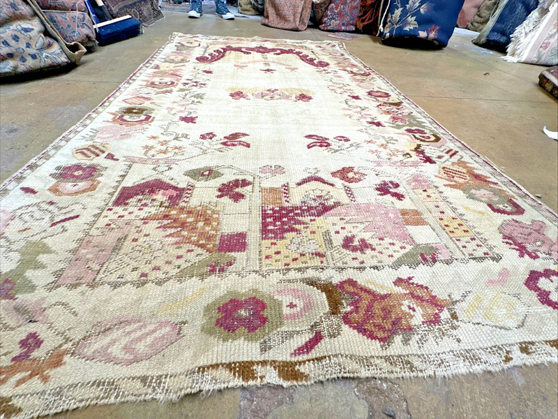 Auth: 19th C Ghiordes Turkish Rug RARE Ottoman Collectors Pc 4x6 NR gallery