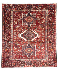 Vintage Karajeh Tribal Oriental Wool Rug 5×7 Hand Knotted Geometric Rust Blue