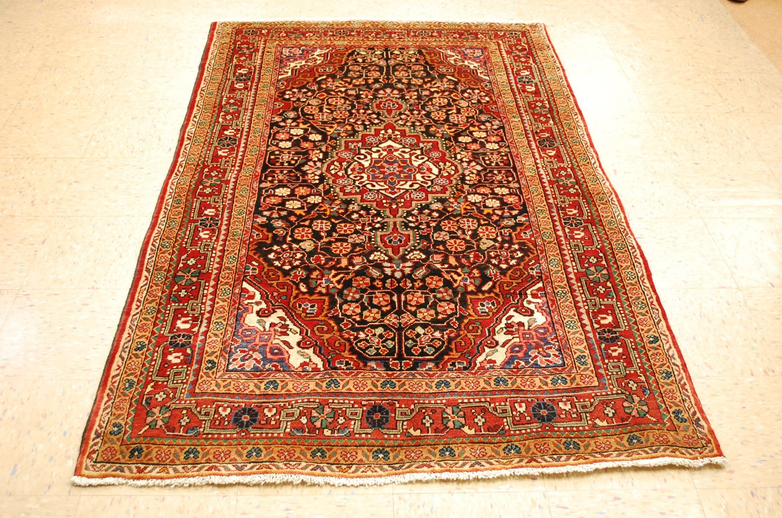 NATURAL WOOL Old Oriental Rugs,Hand Woven,knotted size Approximately 4'4" x 7'3" gallery