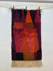 Vintage Beautiful Hand Knotted Swedish Scandinavian Rye Shag Wool Rug Carpet