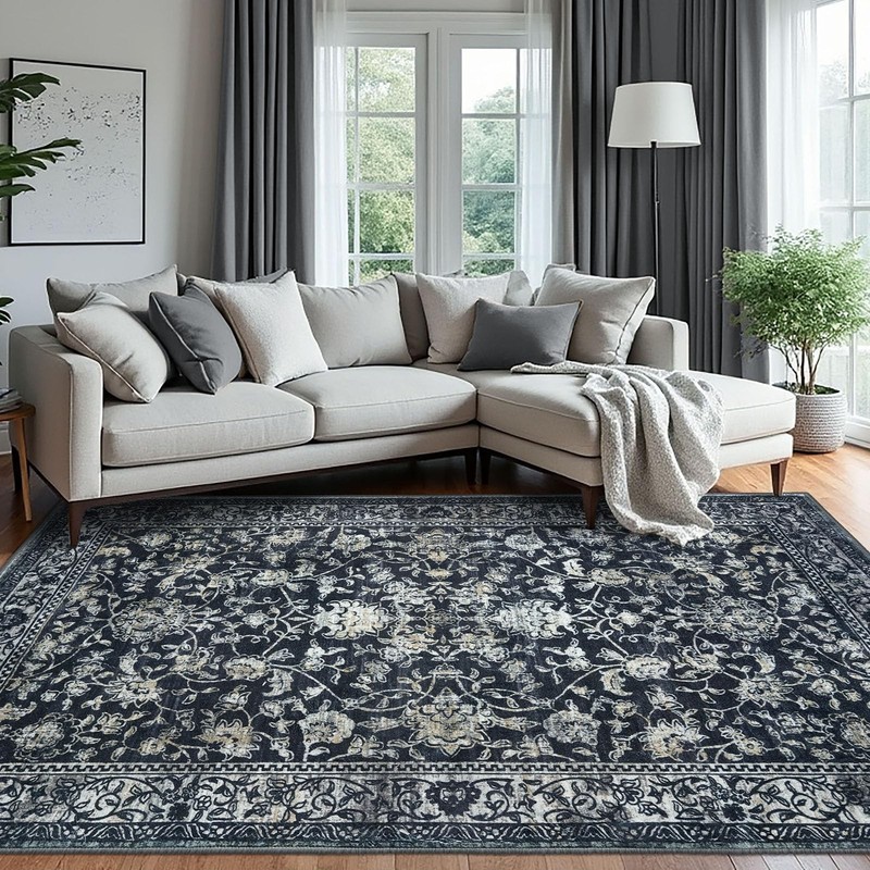 KILOCOCO Area Rug 6x9 Living Room Rug Washable Printed Vintage Floral Non Sli... gallery