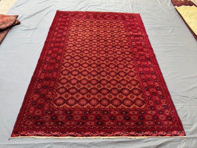 6'2" x 9' Vintage Turkmen Ersari Rug - Rare Handwoven Red Geometric Area Rug gallery