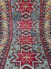 5’5 X 9’5 Ft COLLECTORS’ ITEM Antique Stunning Star Kazak Caucasian Carpet