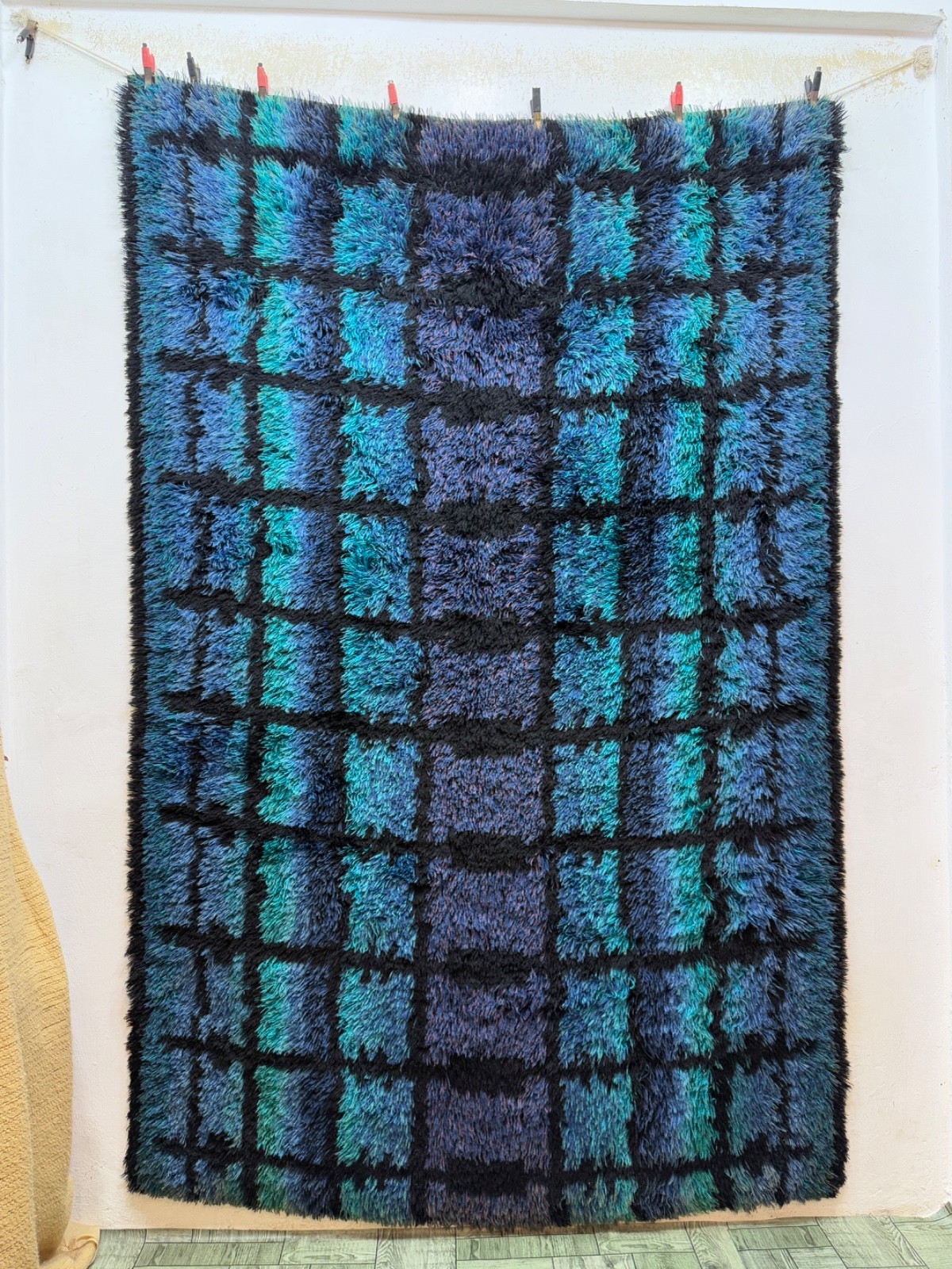 Vintage Fabulous Hand Knotted Swedish Scandinavian Rye Shag Wool Rug Carpet gallery
