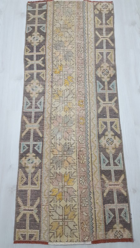 Vintage Patchwork Handmade Rug Beige Decor Rug Runner Area Rug Retro Rug gallery