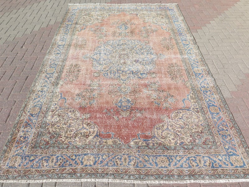 Oushak Carpet, Area Wool Rugs, Vintage Handmade Large Floor Carpet Rug 83"x132" gallery