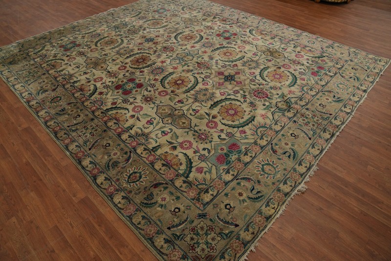 Vegetable Dye Traditional Ivory Wool Handmade Large Rug Living Room Carpet 11x13 gallery