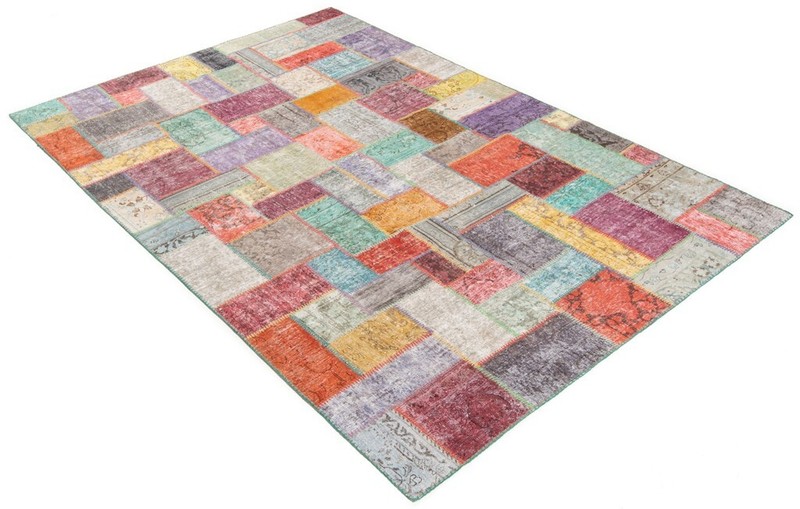 Patchwork 302x201 cm Hand-Knotted Vintage Oriental Rug Carpet gallery